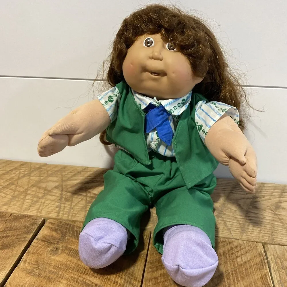 Cabbage Patch Doll 1986 Toothy Grin Girl Scout Corn Silk Hair Dimples Brown Eyes